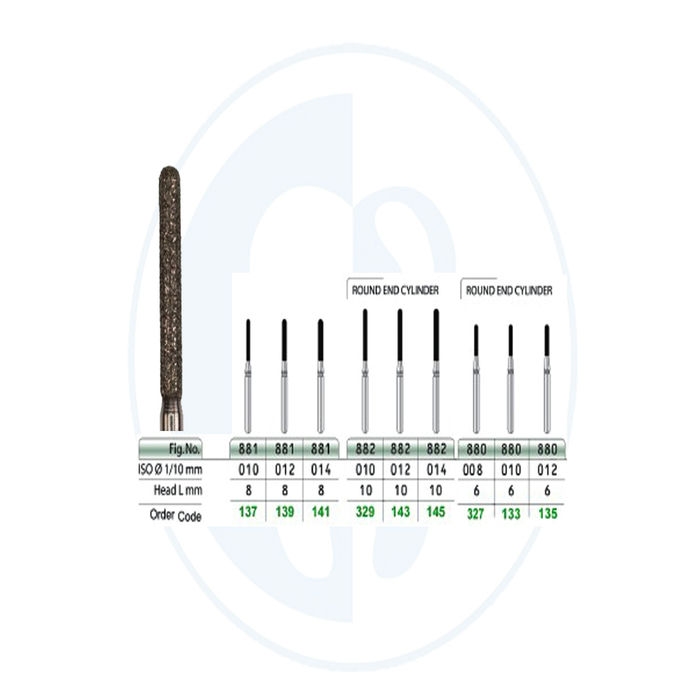 کالای دندانپزشکی فرز الماسه استوانه ای ته گرد - Round End Cylinder